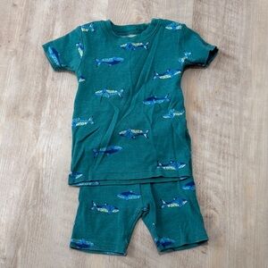 Green Fish Print Kids Pajama Set